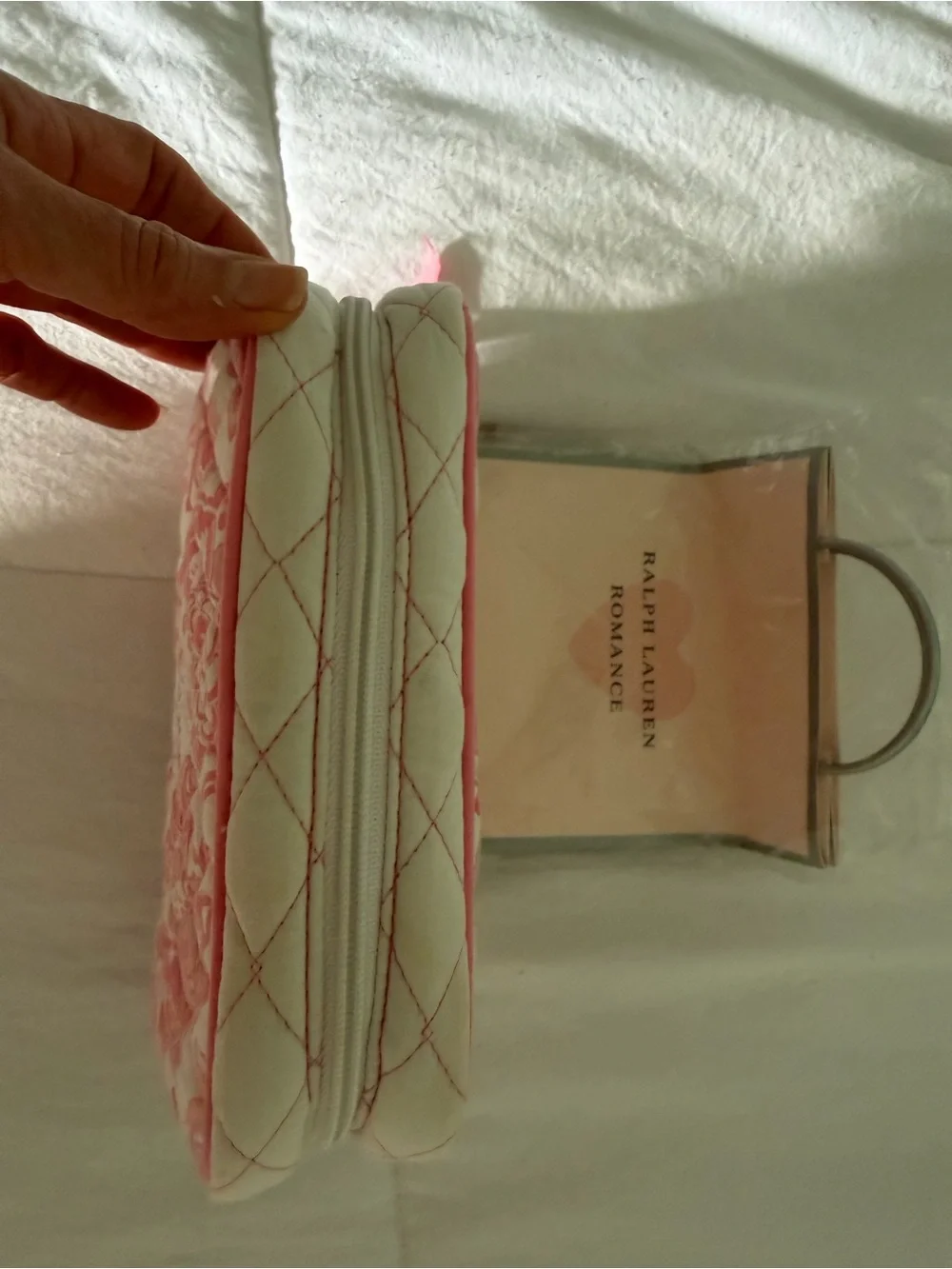 Quilted Ralph Lauren pink Cosmetic Bag with Monogram
